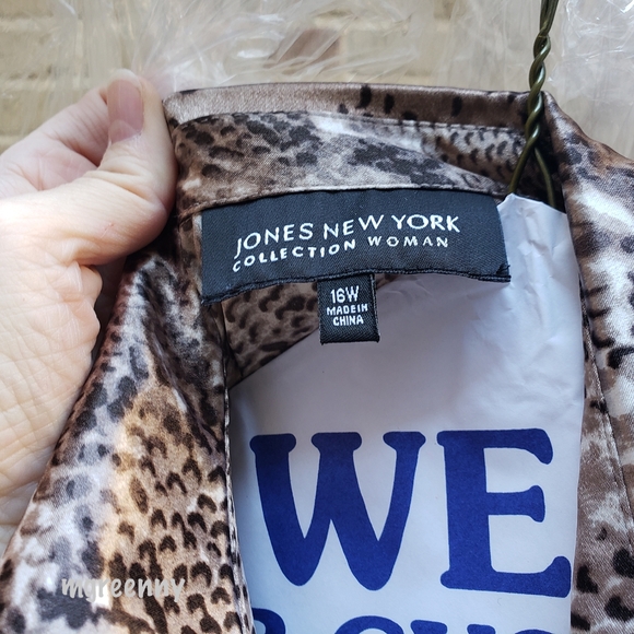 Jones New York Snake Print Satin Blouse - Picture 3 of 7
